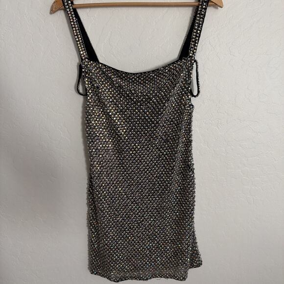 Nasty Gal Nessa Barrett 6 Premium Glass Stone Encrusted Strappy Mini Slip Dress - Picture 3 of 12